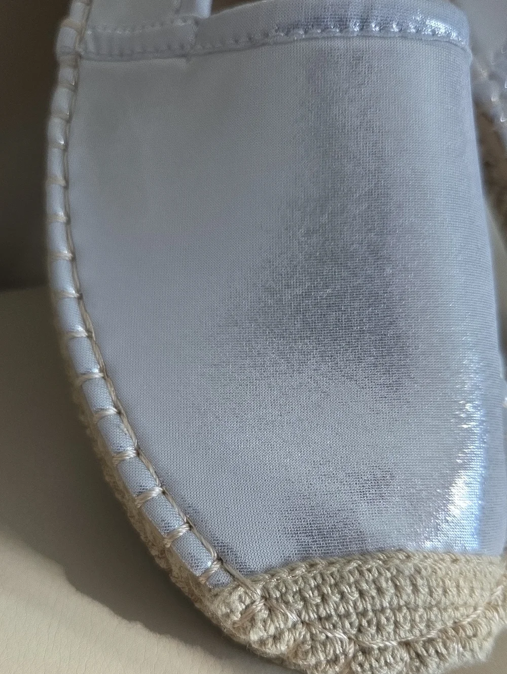 Platinum Silver Espadrille Slip-On Water Shoes Beach Wear Size 8W